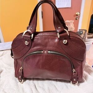 Vintage Brown Leather Bally Satchel Handbag